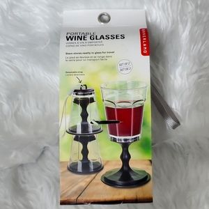 Kikkerland Set of 2/Portable Travel Wine glasses